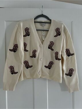 NWT Francesca’s Cowgirl Boot Sweater